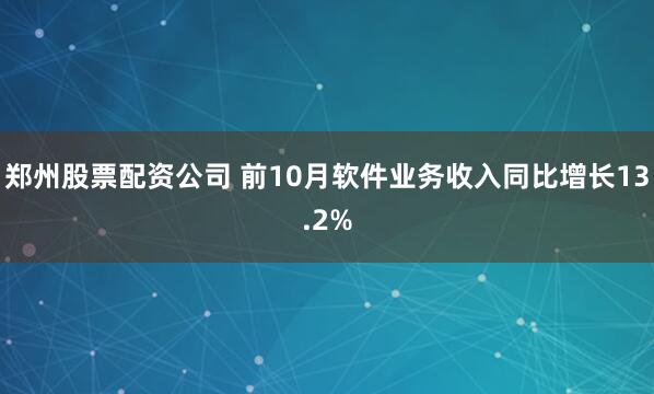 郑州股票配资公司 前10月软件业务收入同比增长13.2%