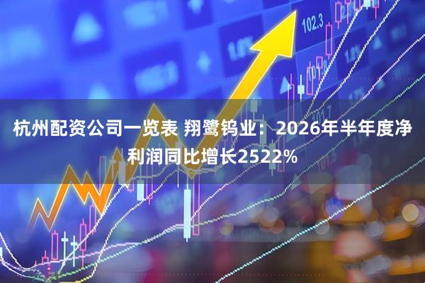 杭州配资公司一览表 翔鹭钨业：2026年半年度净利润同比增长2522%